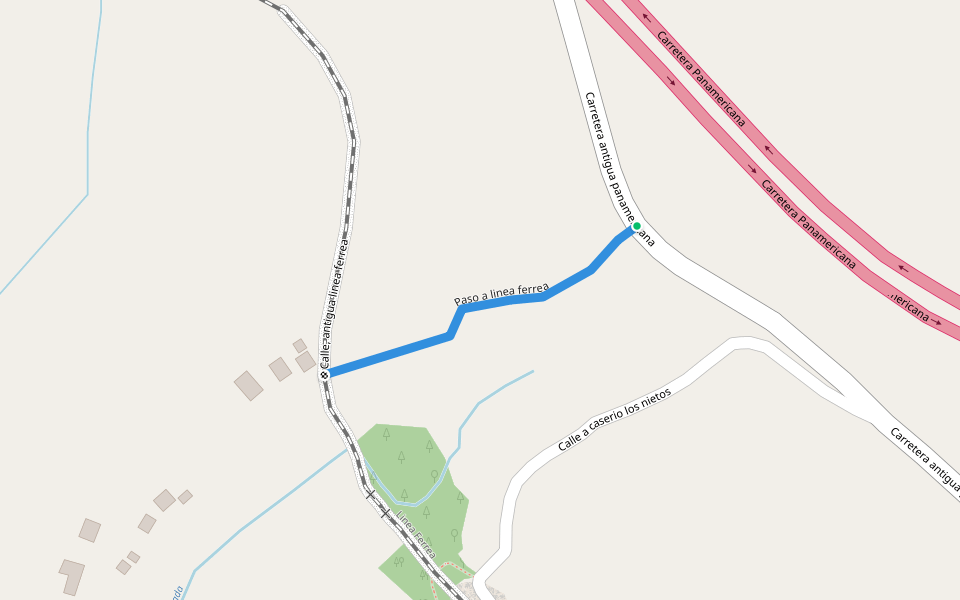 Paso a linea ferrea walking route map in San Pedro Perulapán