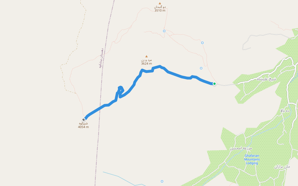 مسیر دره یخچال walking route map in Deh Bala