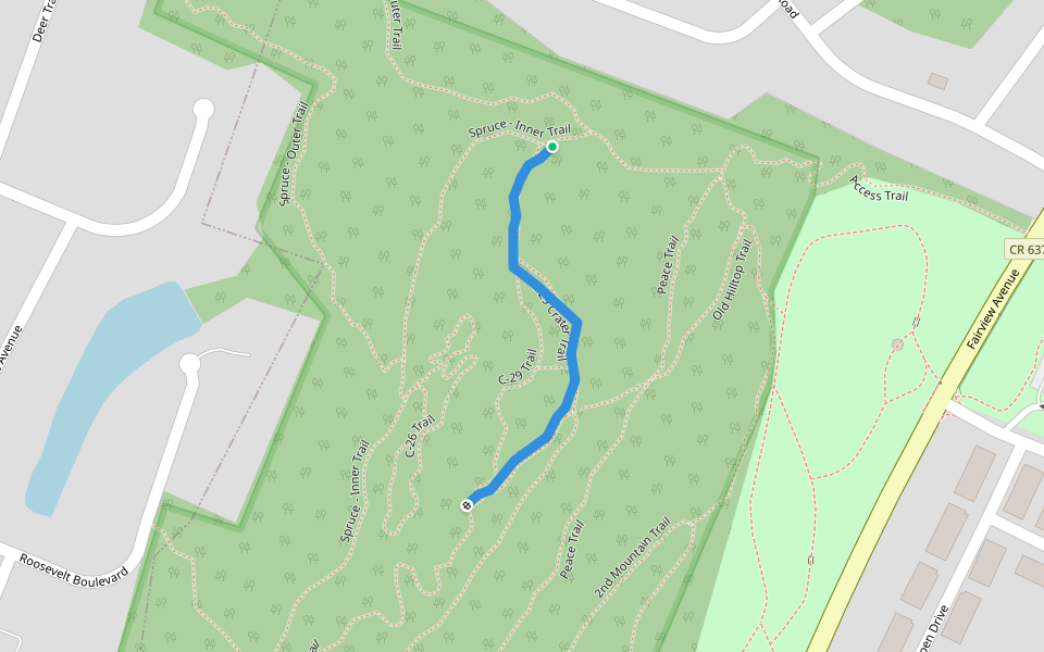 C-29 Crater Trail walking route map in Cedar Grove