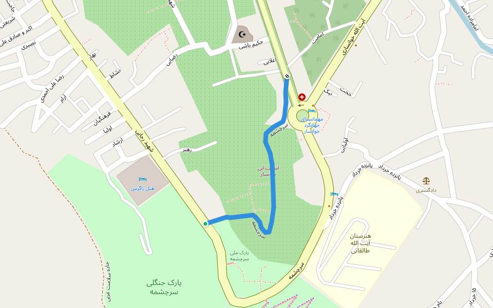 سرچشمه walking route map in Khansar