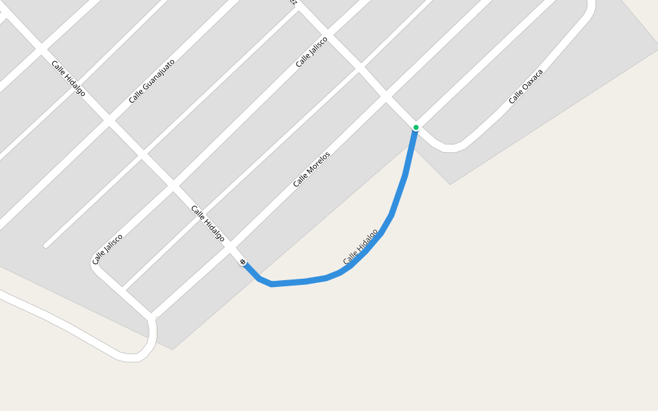 Calle Hidalgo walking route map in La Perla