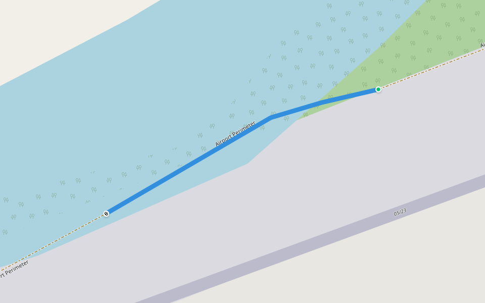 Airport Perimeter walking route map in Hagensborg