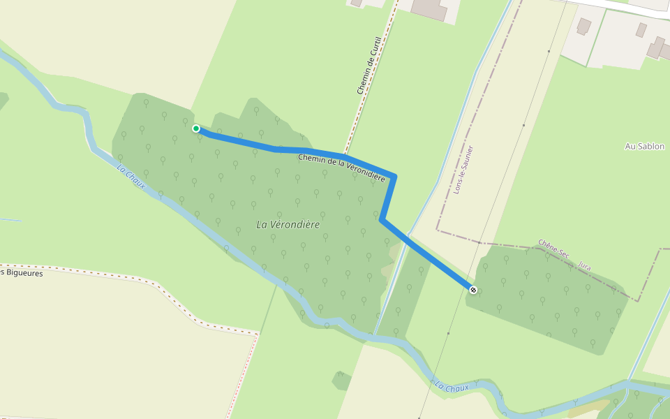 Chemin de la Véronidière walking route map in Chêne-Sec