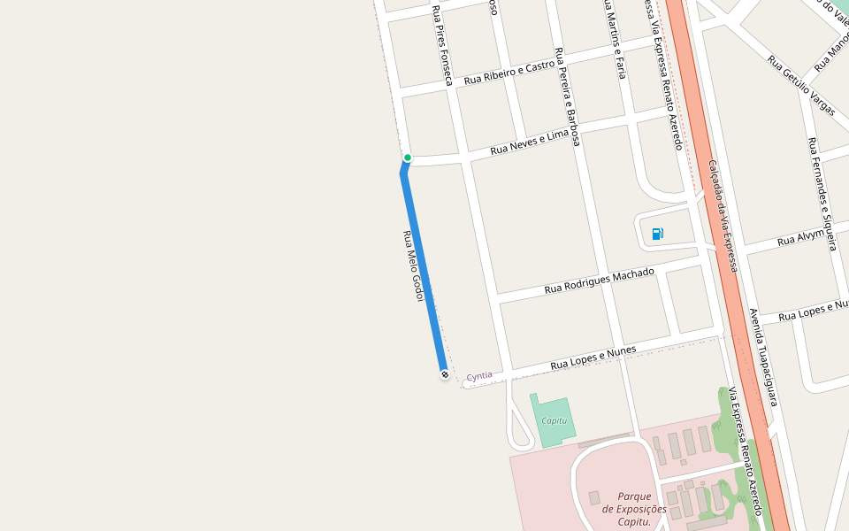 Rua Melo Godoi walking route map in Tupaciguara