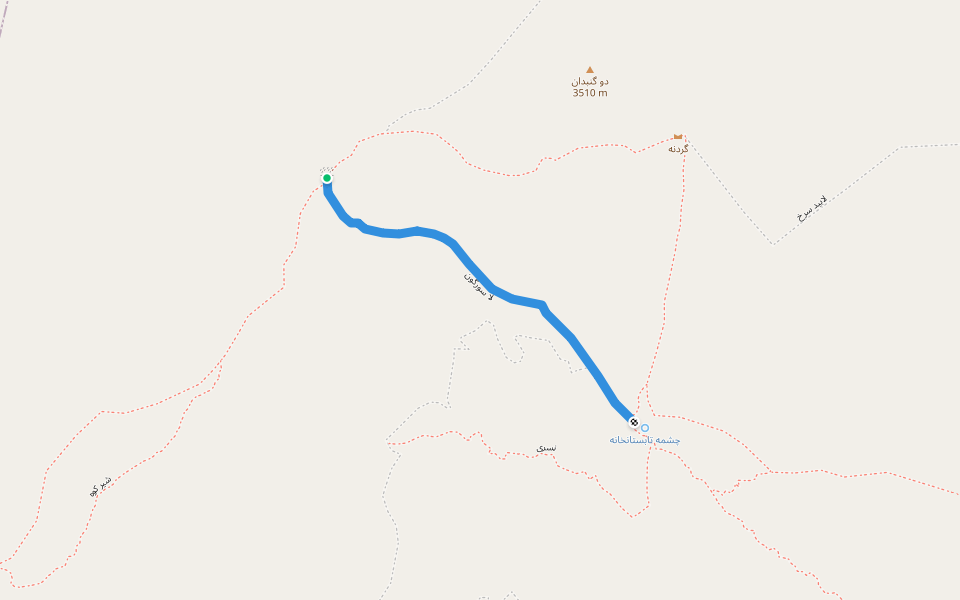 لا سورگون walking route map in Deh Bala