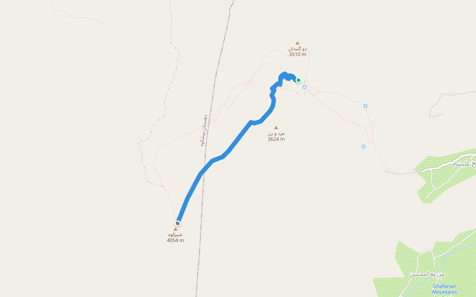 تنوره کوچیک نریدون walking route map in Deh Bala