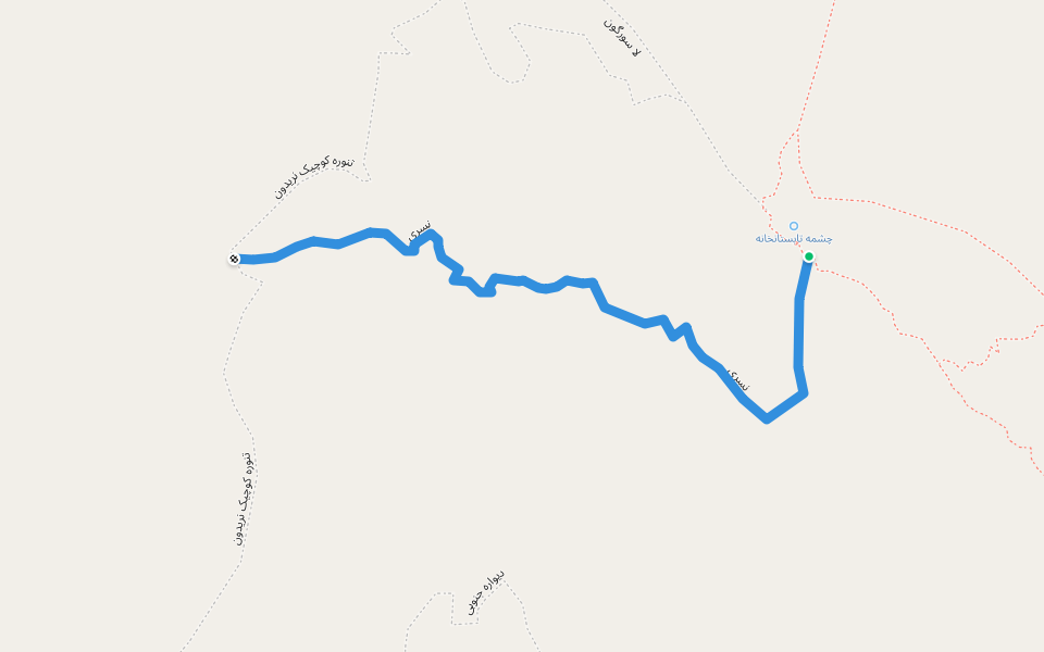 نسری walking route map in Deh Bala