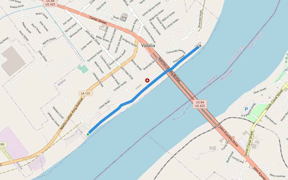 The River Walking Path walking route map in Vidalia