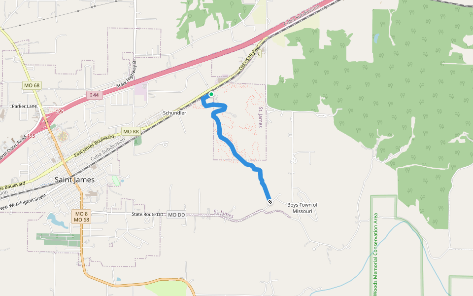 Ironworks Bike Path walking route map in Saint James