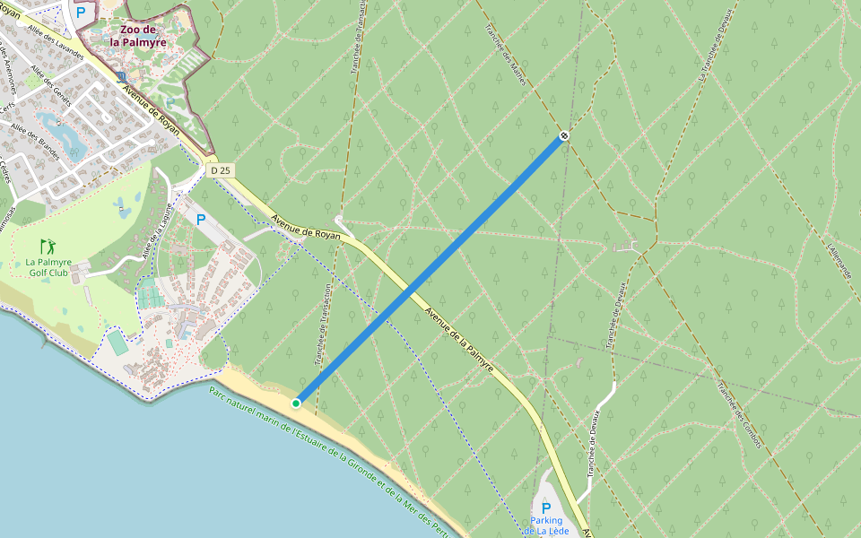 Ligne 7 - Tranchée des Voleurs walking route map in Les Mathes
