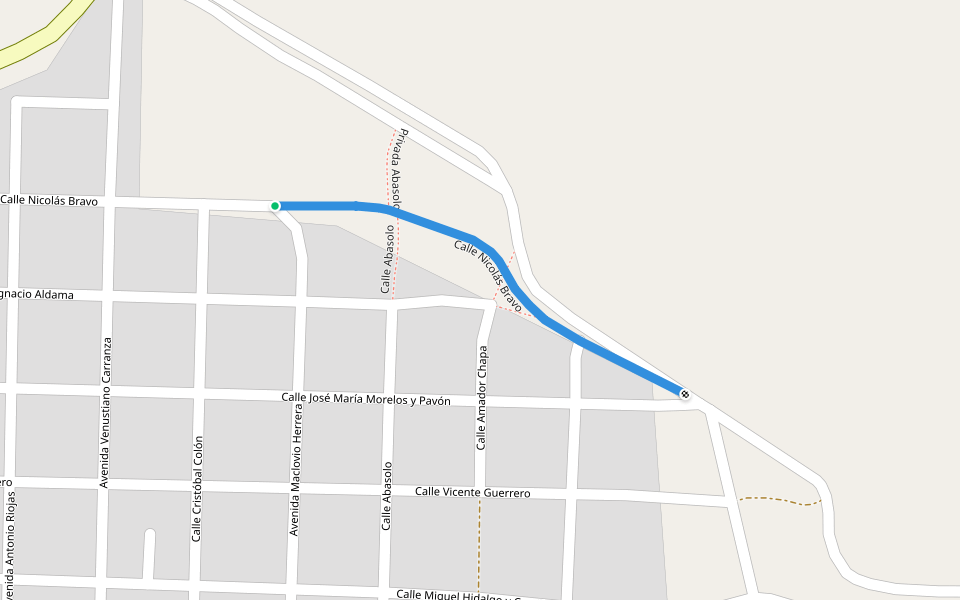 Calle Nicolás Bravo walking route map in Progreso