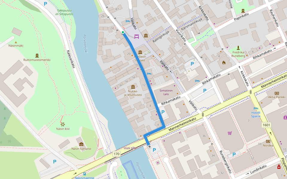 Jokikatu walking route map in Porvoo