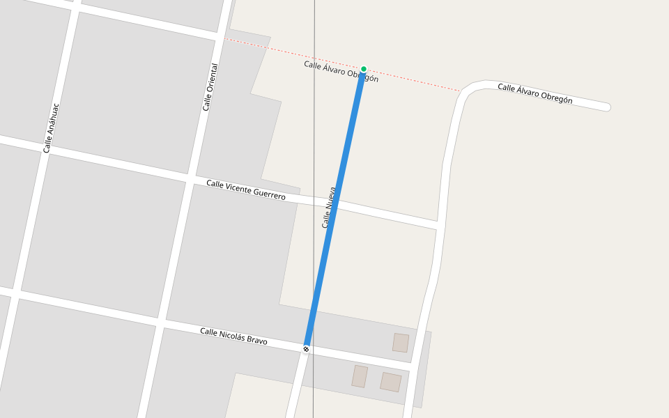 Calle Nueva walking route map in Primero de Mayo