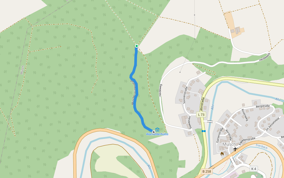 Müscher Hüttenpfad walking route map in Müsch