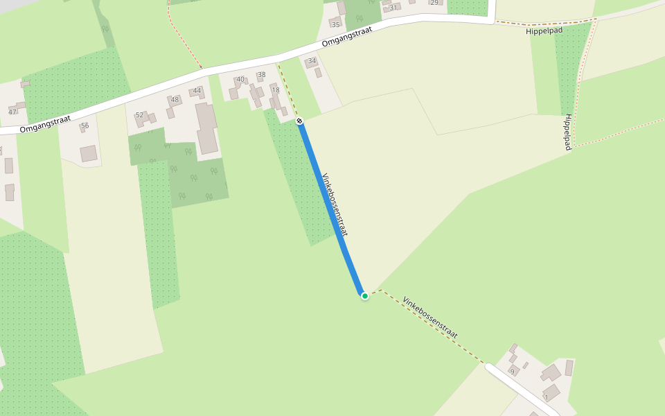 Vinkebossenstraat walking route map in Sprundel