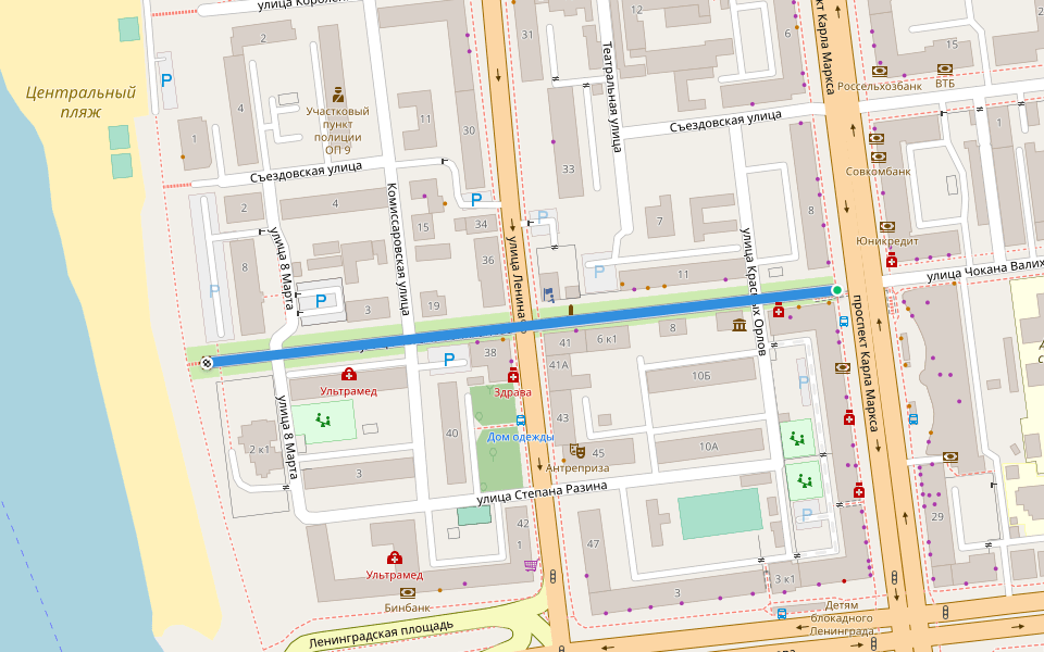 улица Чокана Валиханова walking route map in Tyukalinsk