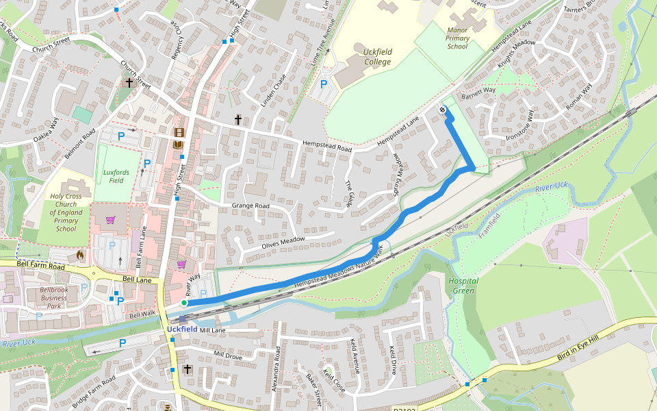 Hempstead Meadows Nature Walk walking route map in Uckfield