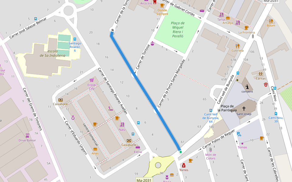 Carrer de la Torre Vella walking route map in Sa Indioteria