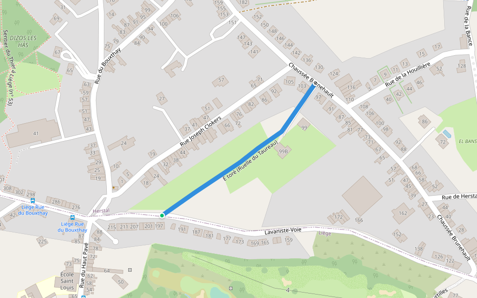 È torè (Ruelle du Taureau) walking route map in Herstal