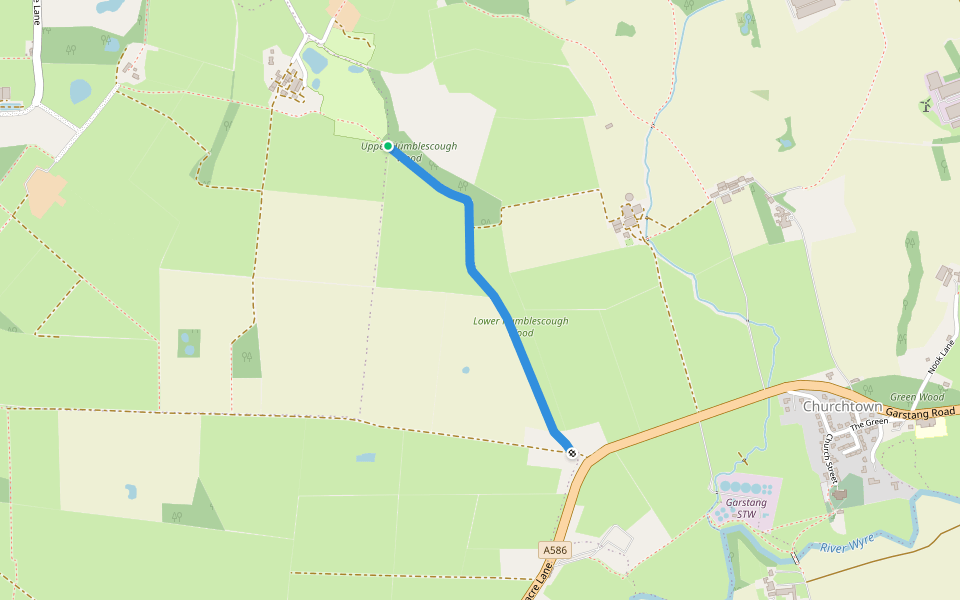 Humblescough Lane walking route map in Nateby