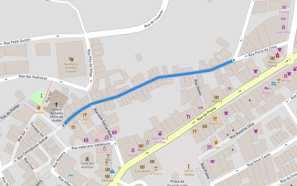 Rúa Porta da Cima walking route map in Vilalba