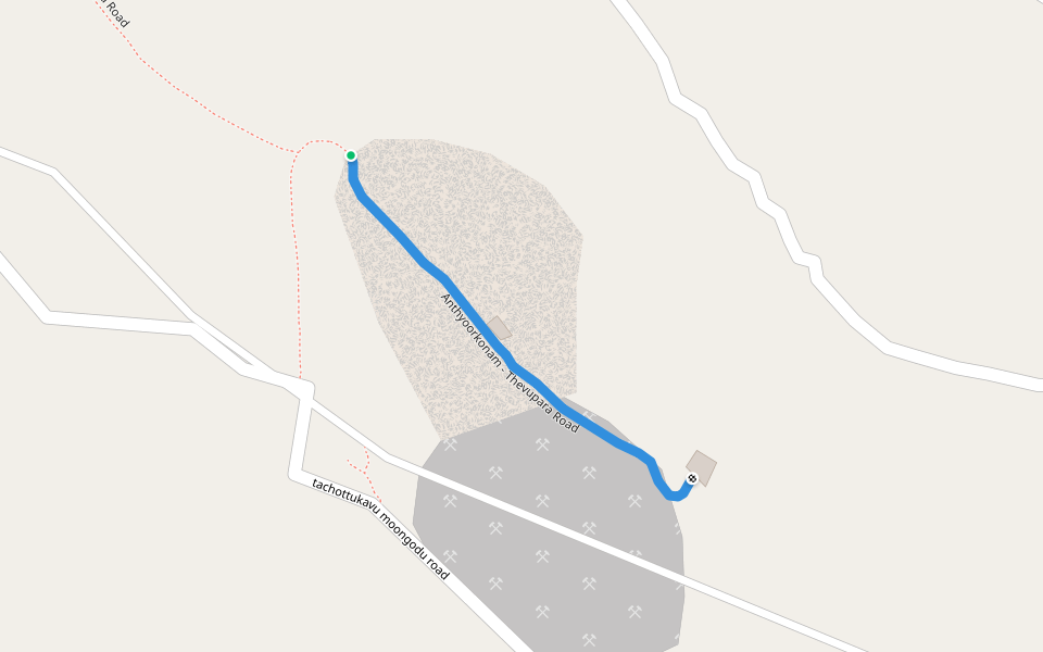 Anthyoorkonam - Thevupara Road walking route map in Kulathummal