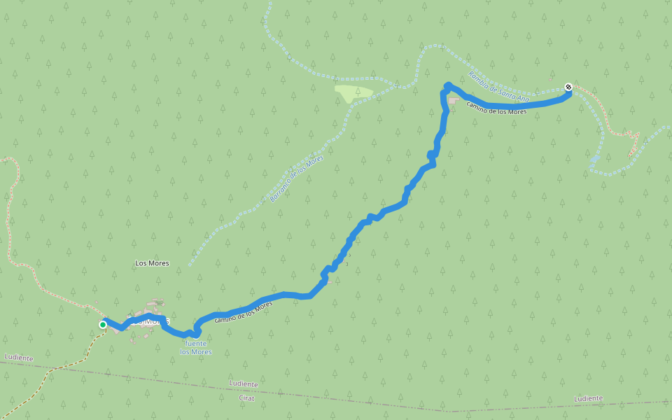 camino de los Mores walking route map in Lludient