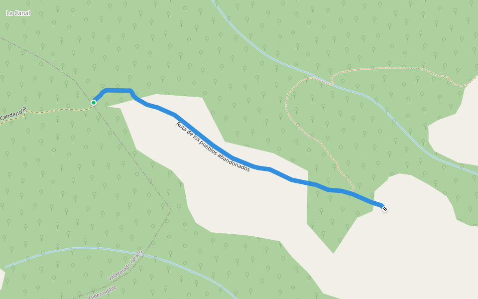 Ruta de los pueblos abandonados walking route map in Valdeprado del Río