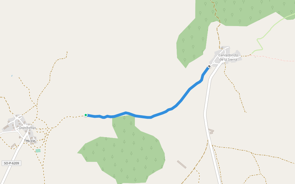 Senda Dombellas-Canredondo walking route map in Dombellas