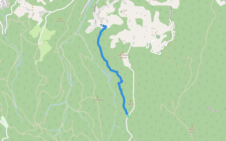 Starčevačka staza walking route map in Banja Luka