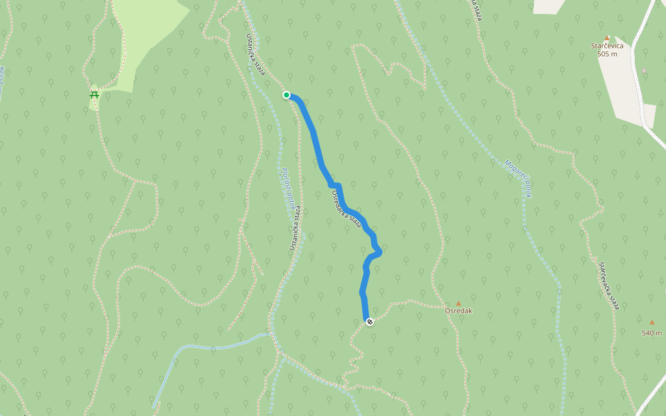 Osredačka staza walking route map in Banja Luka