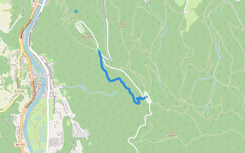 Sunčana staza walking route map in Banja Luka