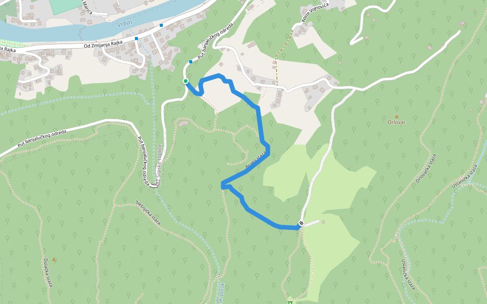 Brijeg staza walking route map in Banja Luka