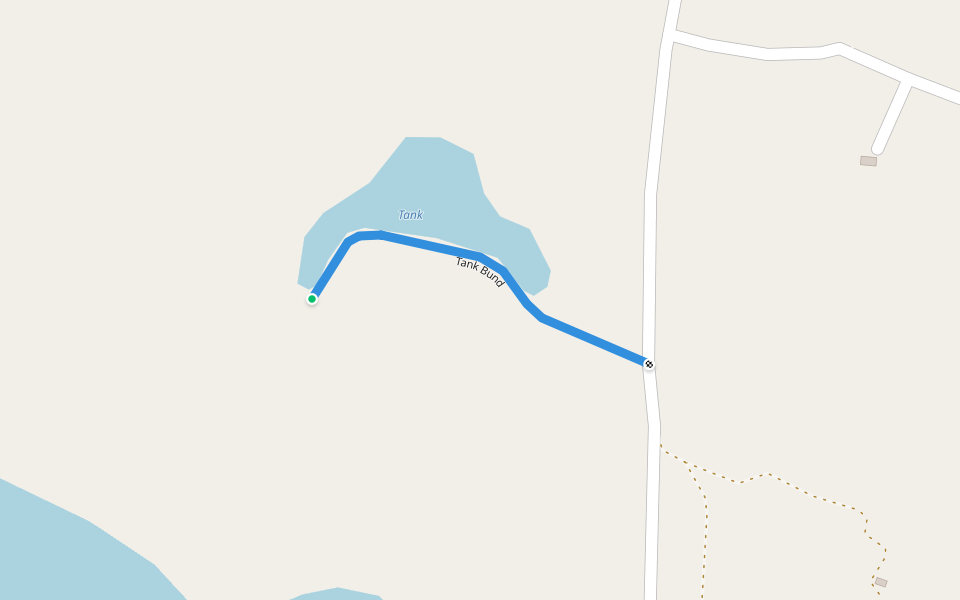 Tank Bund walking route map in Kallady