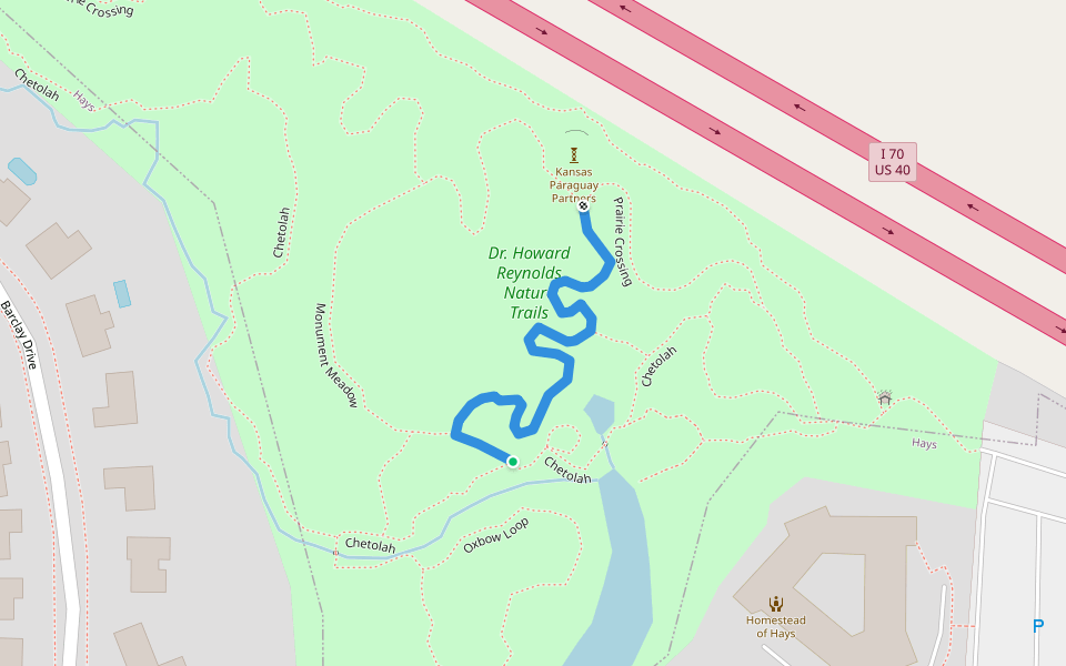 Cactus Ridge walking route map in Hays