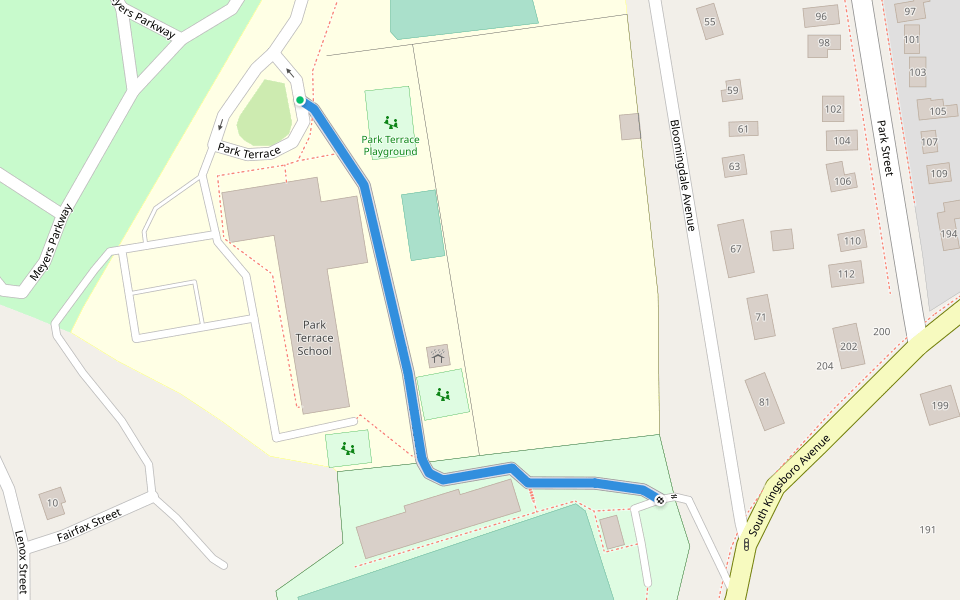 Robert E. Gould Stadium walking route map in Gloversville