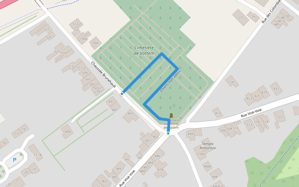 Chiens non admis walking route map in Herstal