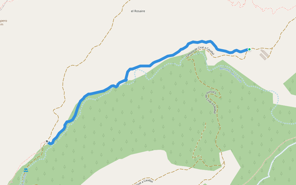 senda del barranco de la Losa walking route map in Cirat