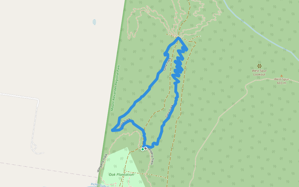 Girra Track walking route map in Harcourt North