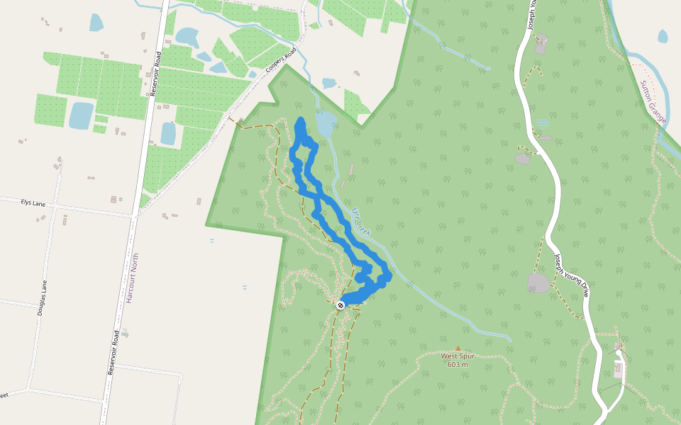 Wilkerr Track walking route map in Harcourt North