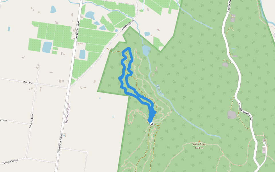 Murnong Track walking route map in Harcourt North