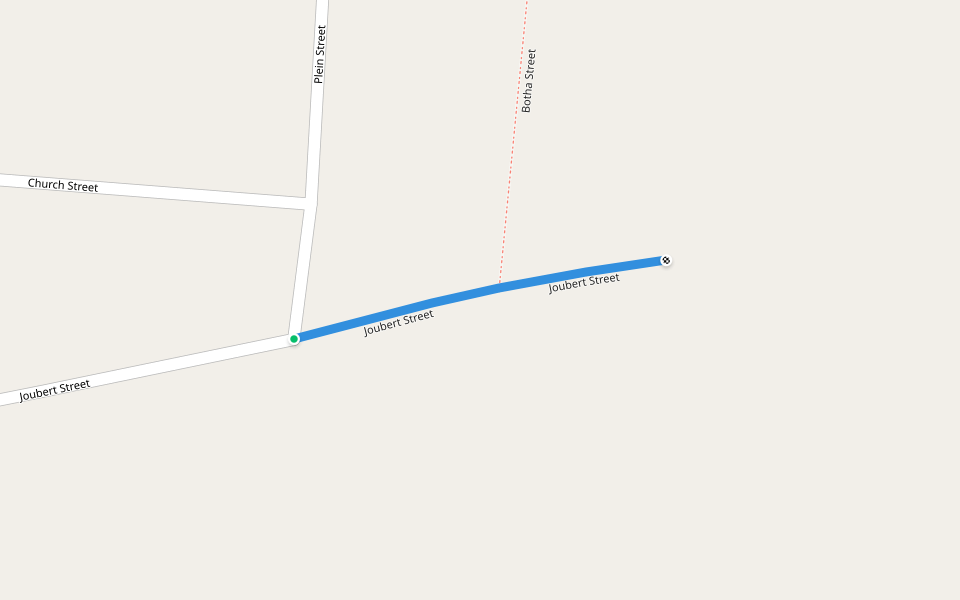 Joubert Street walking route map in Louwsburg