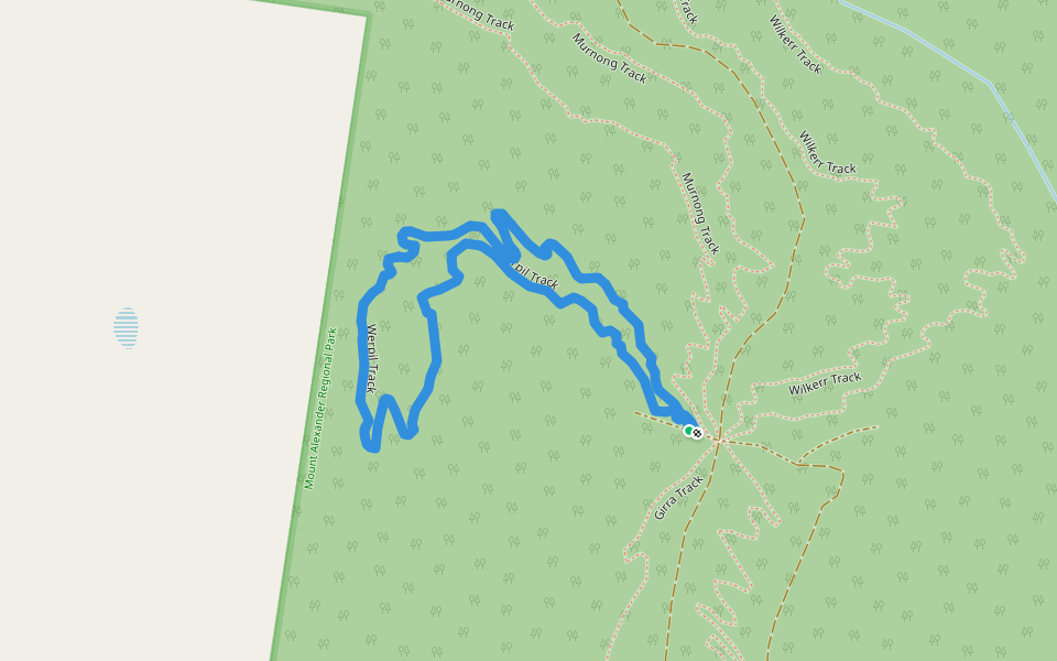 Werpil Track walking route map in Harcourt North