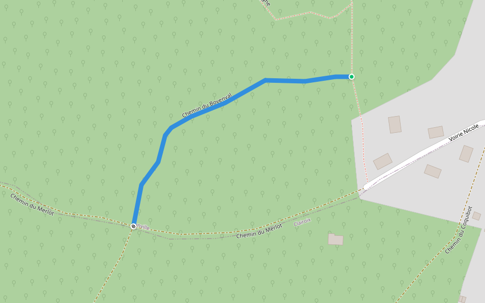 Chemin du Boyenval walking route map in Janville