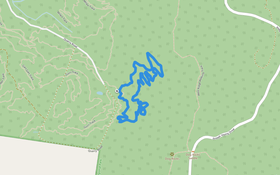 Milakuk Track walking route map in Harcourt North