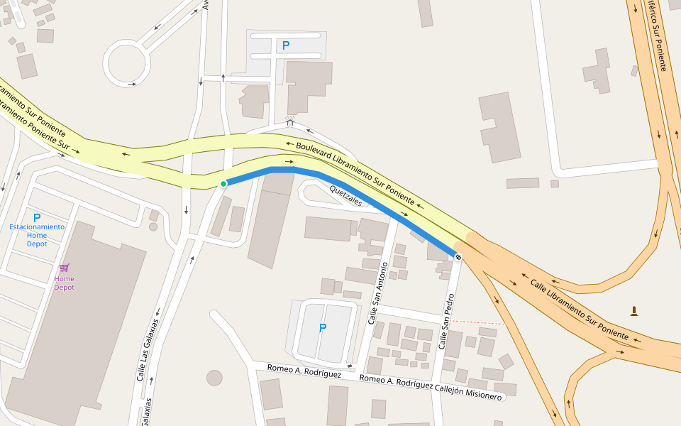 Quetzales walking route map in Tuxtla Gutiérrez