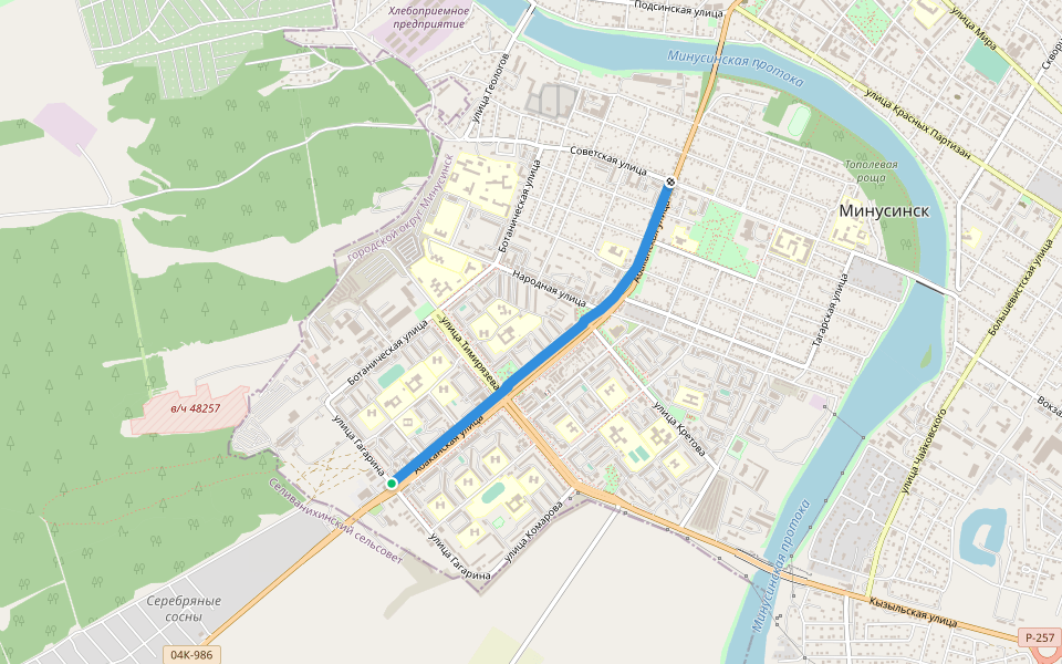 Аллея "Звезд" walking route map in Minusinsk