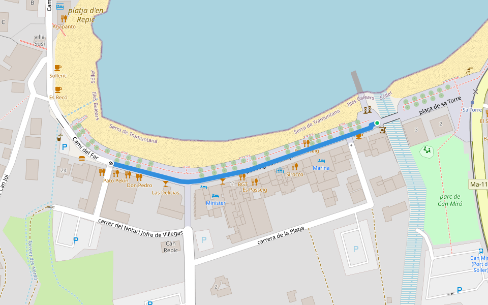 passeig de la Platja walking route map in el Port