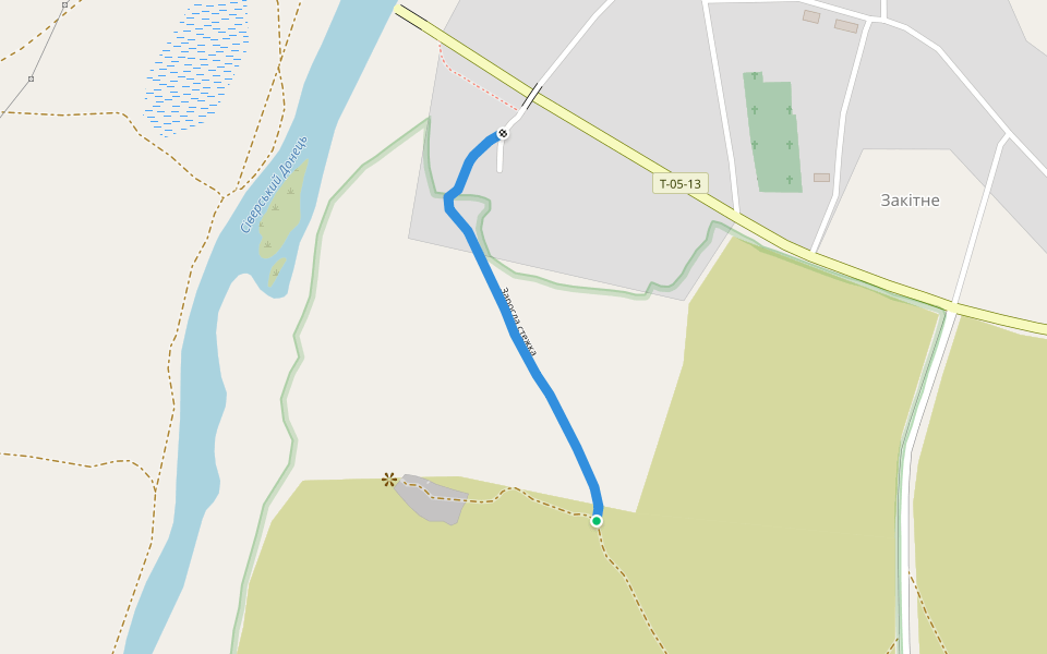 Заросшая тропа walking route map in Zakitne