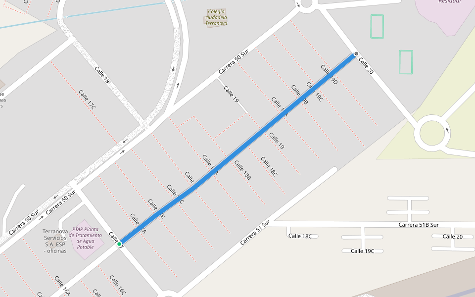 Carrera 50A Sur walking route map in Jamundí